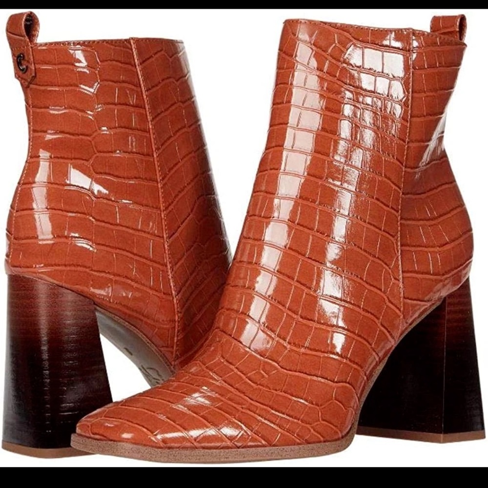 Circus by Sam Edelman Faux Croc Burnt Orange Ankle Boots